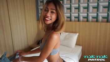 Thai skinny girl sucks and takes a big cock in her tight pussy